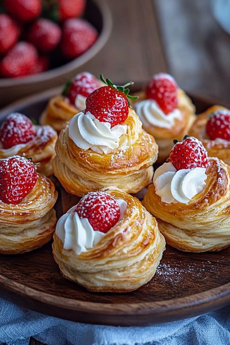 Strawberry and cream pastry puffs