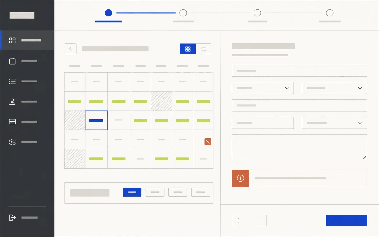 Abstract interface concept for Booking Flow
