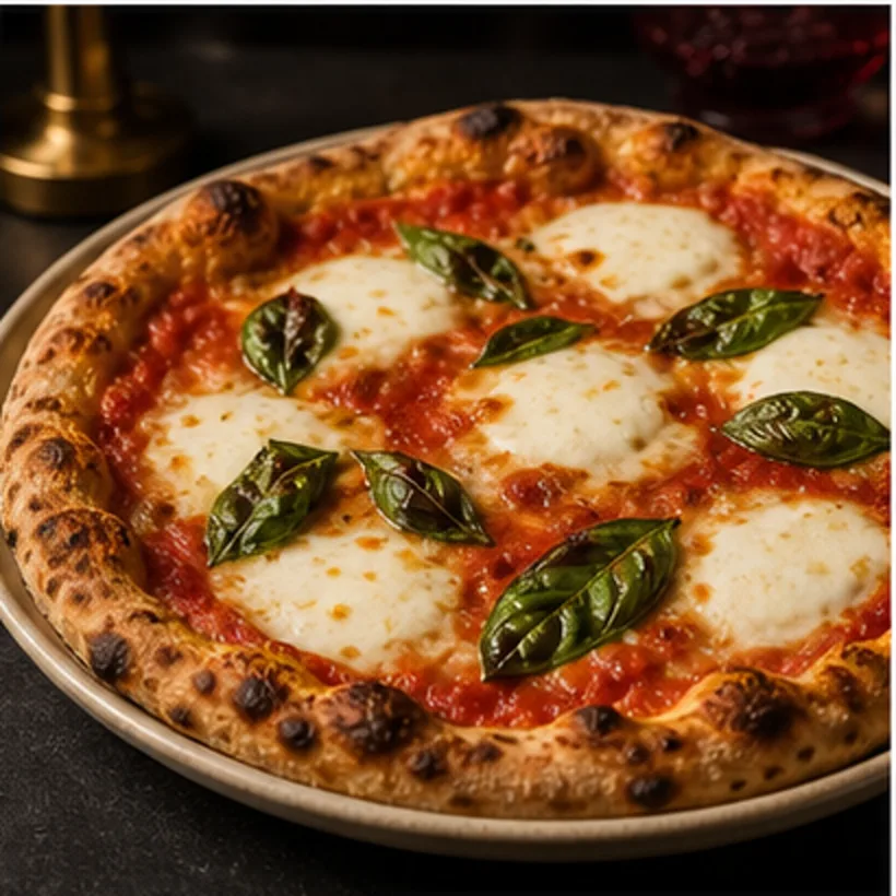 A blistered crust, a short list of toppings.